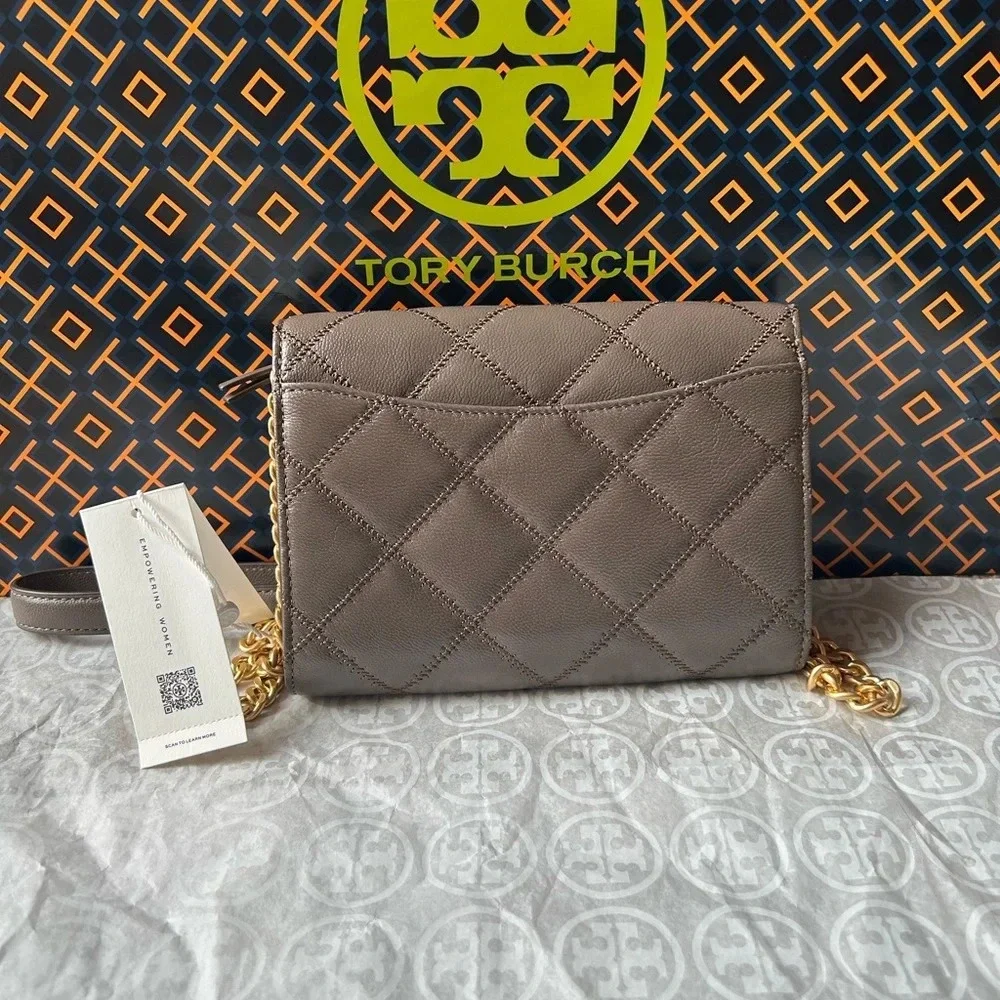 NWT Tory Burch Willa Chain Wallet Crossbody Bag Volcanic Stone